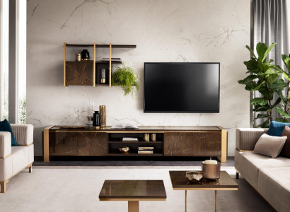 Regale Wohnwand rtv tv Sideboard Vitrinen Schrank Wohnzimmer Regal arredoclassic