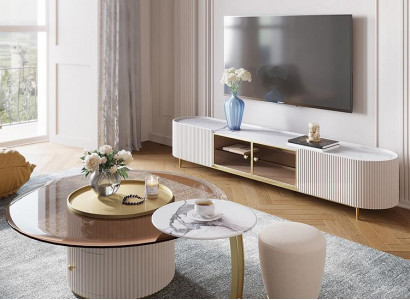 Couchtisch Sideboard 2tlg Led Wohnzimmer Beleuchtete Möbel Tisch