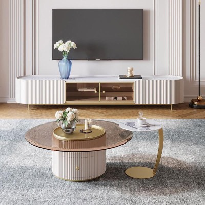 Couchtisch Sideboard 2tlg Led Wohnzimmer Beleuchtete Möbel Tisch