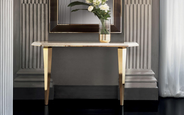 Holz Italienische Möbel Konsolentisch Spiegel Sideboard 2tlg Set arredoclassic