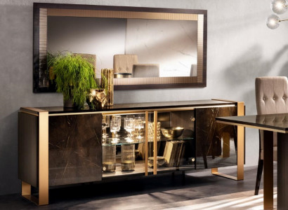 Designer Kommode Anrichte Side Low Board Schrank Wohn Zimmer Regal Luxus Metall