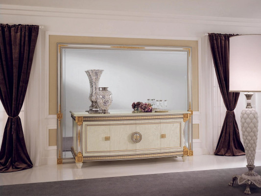 Spiegel Holzrahmen Wandspiegel Klassischer Designer Wand Möbel arredoclassic