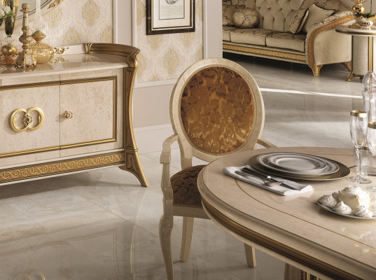 Stuhl Design Wohnzimmer Esszimmer Holz Stühle Polster Armlehne arredoclassic