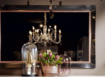 Klassischer Designer Spiegel Wandspiegel Barock Rokoko 100x110cm Holz Rahmen Neu