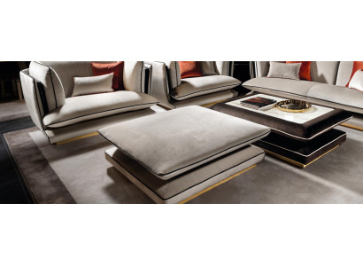 Lounge Hocker Club Fußhocker Ottomane Pufa Textil Ottoman Designer arredoclassic