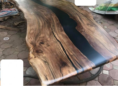 Esstisch epoxid harz echtes holz massive möbel wasserfall epoxy tisch giessharz
