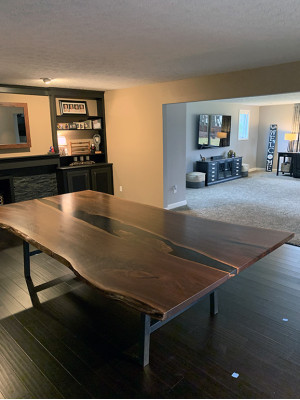 Holz massive möbel esstisch epoxid harz echtes epoxy tisch giessharz wasserfall