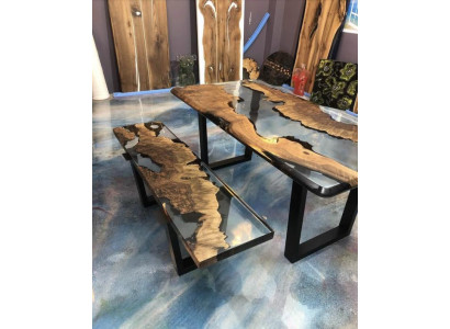 Esstisch Tisch Küchentisch Moderne Wasserfall Fluss Epoxid Harz Möbel Neu Tische