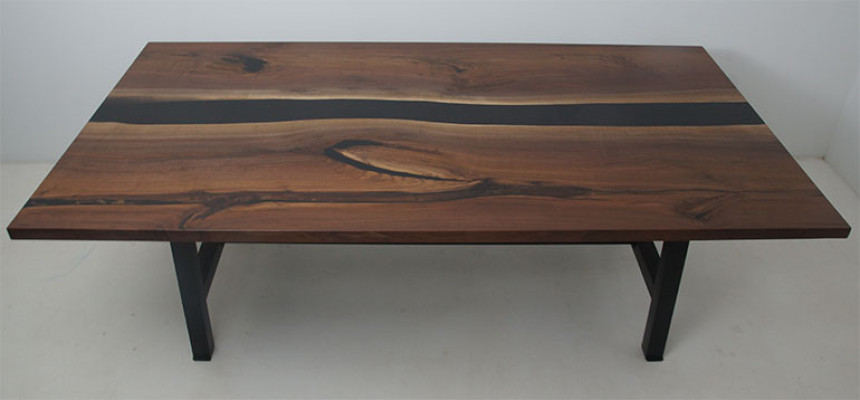 Esstisch wasserfall tische epoxid harz echtes holz massive möbel epoxy tisch neu
