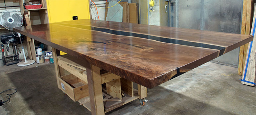 Esstisch tische epoxid harz massive möbel epoxy tisch wasserfall echtes holz