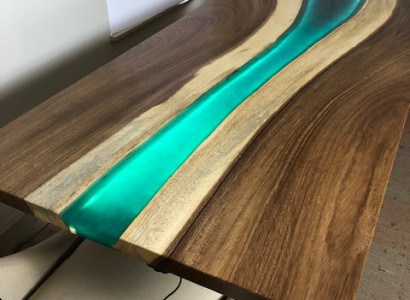 Tisch esstisch tische epoxid harz echtes epoxy holz massive design möbel 240x100