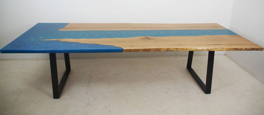 Esstisch River Table Echtes Holz Flusstisch Epoxidharz 260x100 Massive