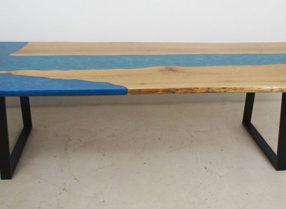 Esstisch River Table Echtes Holz Flusstisch Epoxidharz 260x100 Massive