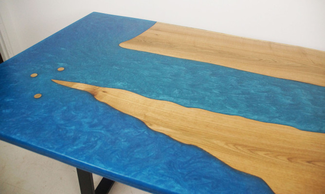 Esstisch River Table Echtes Holz Flusstisch Epoxidharz 260x100 Massive