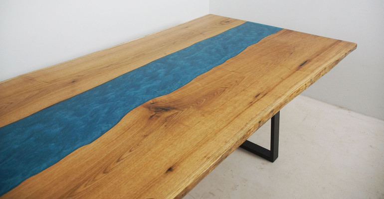 Esstisch River Table Echtes Holz Flusstisch Epoxidharz 260x100 Massive