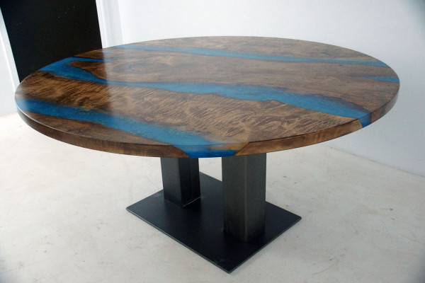 Runder Esstisch River Table Echtes Holz Flusstisch 150cm Tische Epoxidharz