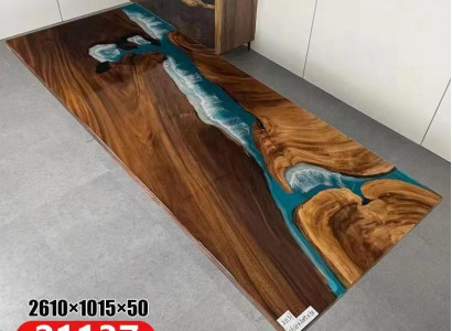 Epoxid Harz Fluss Tisch Echtes Massiv Holz Blau Wasser Tissche Epoxy