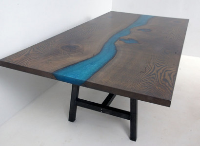 Epoxidharz Esstisch River Table Echtes Holz Massiv Tische 220x100