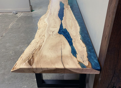 Epoxid harz esstisch echtes holz massive möbel wasserfall epoxy tisch 250x60cm