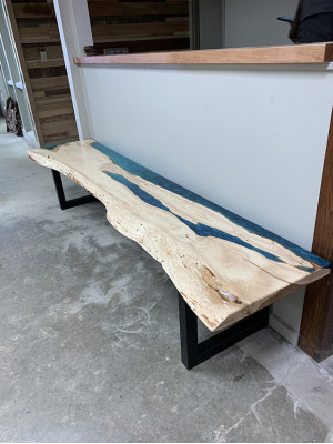 Epoxid harz esstisch echtes holz massive möbel wasserfall epoxy tisch 250x60cm