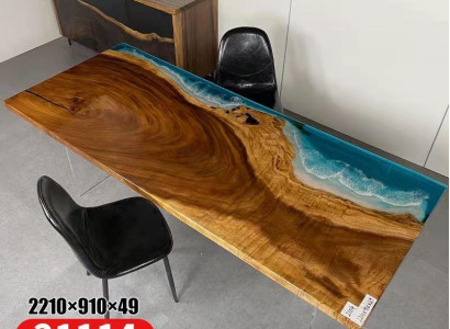 Tisch Esstisch Tische Harz Epoxy Massive Design Möbel 221x91 Echtes