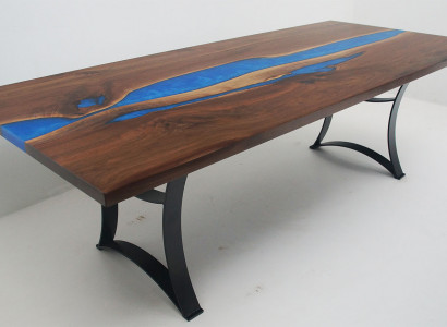 Esstisch Blue River Table Echtes Holz 220x90 Tische Epoxidharz Neu