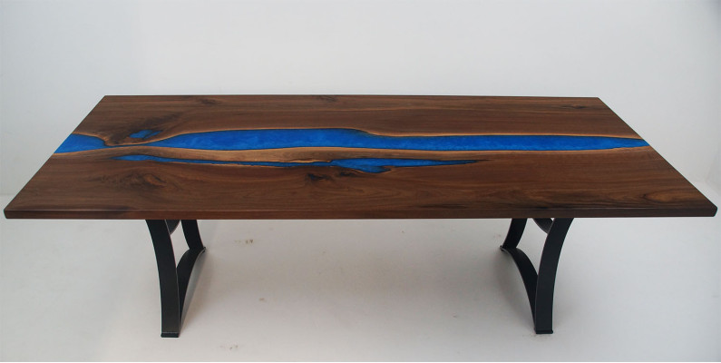 Esstisch Blue River Table Echtes Holz 220x90 Tische Epoxidharz Neu