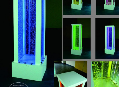 Wasser Säule 60x200cm Wasserwand Säulen Wand Trennwand Led