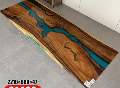 Epoxid harz esstisch echtes holz massive möbel deko wasserfall epoxy tisch