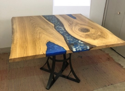 Esstisch River Table Echtes Holz Flusstisch 110x110 Massive Tische