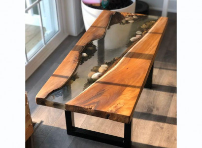 Epoxid Harz Fluss Tisch Echtes Holz Blau Wasser Tissche Epoxy Möbel Neu Massiv
