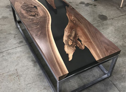 Epoxid Harz Fluss Tisch Echtes Holz Schwarz Wasser Tissche Epoxy Möbel Massiv