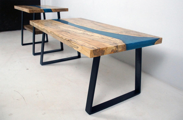 Maßanfertigung Tisch Epoxidharz Epoxy Resin Fluss Echtes Holz Preis 1qm Tische