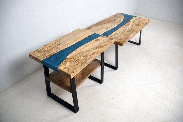 Maßanfertigung Tisch Epoxidharz Epoxy Resin Fluss Echtes Holz Preis 1qm Tische