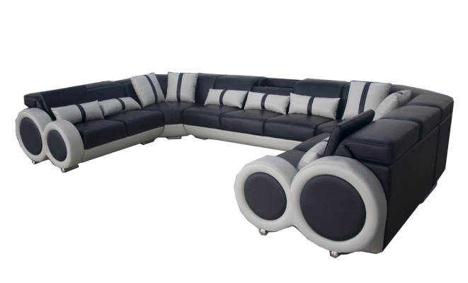 Leder Sofa Couch Polster Eck Garnitur Design moderne ecke U Form Wohnlandschaft