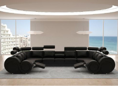 Designer Wohnlandschaft Eckcouch mit USB Couch Sofa Polster Ledersofa Sofas New