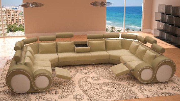 Design XXL Wohnlandschaft Sofa mit USB,Couch Polster Ecksofa Textil Stoff Neu