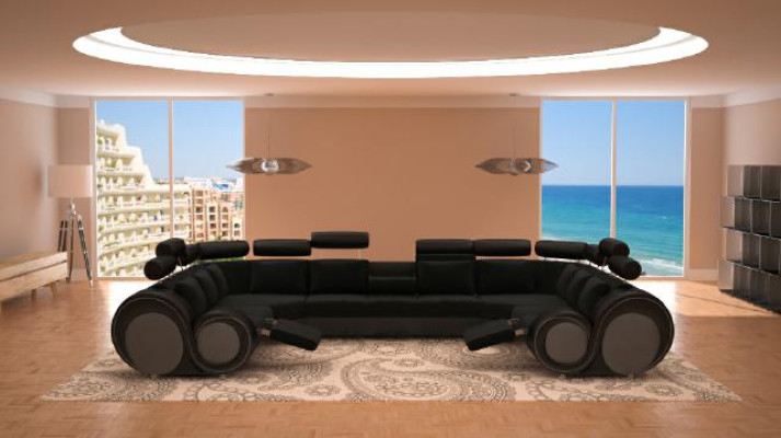 Designer XXL Wohnlandschaft Sofa mit USB Couch Polster Ecksofa Textil Stoff Neu