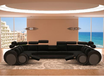 Designer XXL Wohnlandschaft Sofa mit USB Couch Polster Ecksofa Textil Stoff Neu