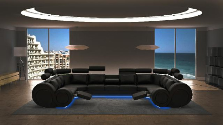 Designer XXL Wohnlandschaft Sofa mit USB Couch Polster Ecksofa Textil Stoff Neu