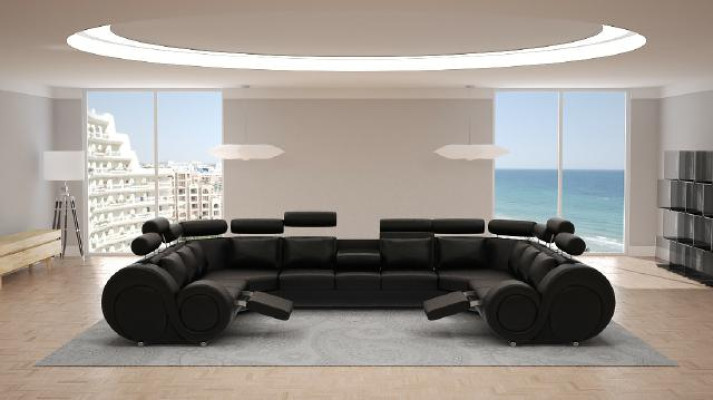 Ecksofa Ledersofa Polster Couch XXL Big Wohnlandschaft Ledersofa Sofa Berlin 6