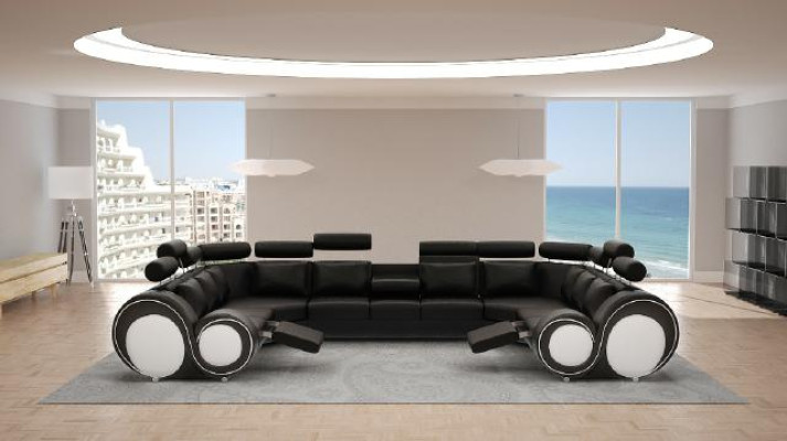 Ecksofa Ledersofa Polster Couch XXL Big Wohnlandschaft Ledersofa Sofa Berlin 6