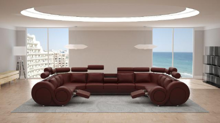 Ecksofa Ledersofa Polster Couch XXL Big Wohnlandschaft Ledersofa Sofa Berlin 6