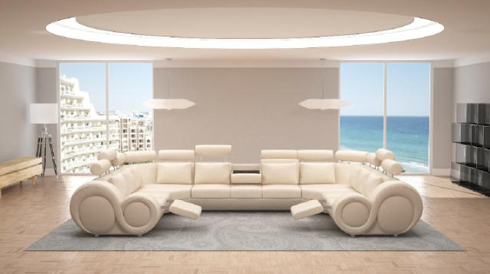 Ecksofa Ledersofa Polster Couch XXL Big Wohnlandschaft Ledersofa Sofa Berlin 6