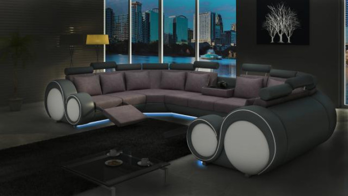 Ecksofa Wohnlandschaft Polster Couch Sitz Eck Garnitur Textil Leder Stoff XXL