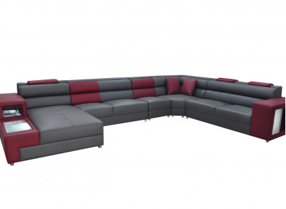 Extra Große Familien Sofa Couch Modern Wohnlandschaft Party Couchen Leder +USB