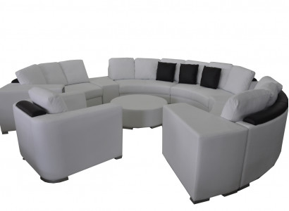 Runde Sofa Couch Polster XXL Big Rund Couchen Wohnlandschaft Sessel Puff + USB