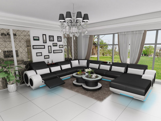 Ledersofa Couch Wohnlandschaft Ecksofa Eck Garnitur Design Modern Sofa