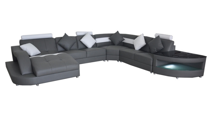 Leder Sofas Wohnlandschaft Eck Garnitur Design Modern Sofa U-Form + Tisch