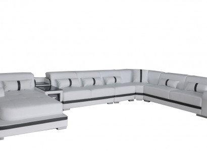 Leder Couch Polster Sitz Wohnlandschaft Design Modern Eck Garnitur Sofa mit USB